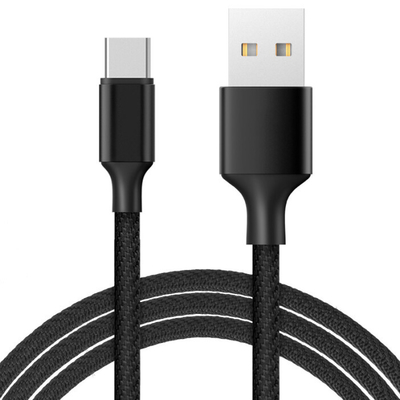 Cáp dữ liệu sạc USB màu đen 3A bện nylon được chứng nhận RoHS CE
