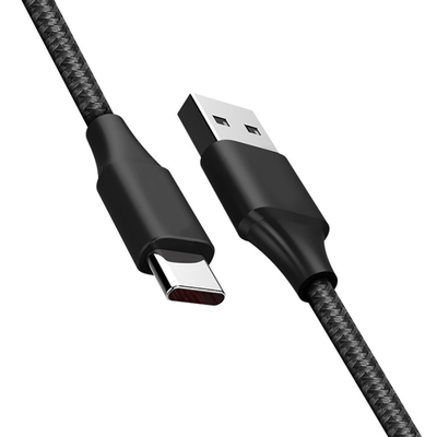 Cáp dữ liệu sạc USB màu đen 3A bện nylon được chứng nhận RoHS CE