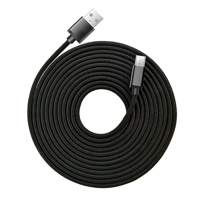 Cáp dữ liệu sạc USB màu đen 3A bện nylon được chứng nhận RoHS CE
