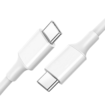 Cáp sạc nhanh USB C đến C màu trắng có áo khoác PVC 20V 3A 60W