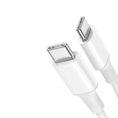 Cáp sạc nhanh USB C đến C màu trắng có áo khoác PVC 20V 3A 60W