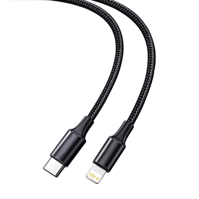 Cáp sạc nhanh USB màu đen có vỏ bện nylon Tốc độ truyền 10Gbps