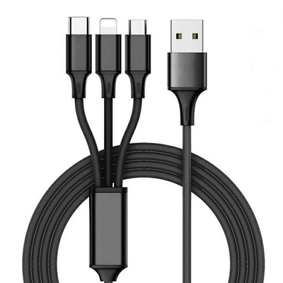Cáp dữ liệu sạc USB 3 trong 1 2.4A Loại C Chức năng đa cổng OEM ODM