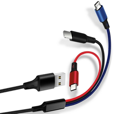 Cáp dữ liệu sạc USB 3 trong 1 2.4A Loại C Chức năng đa cổng OEM ODM