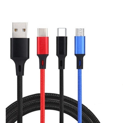 Cáp dữ liệu sạc USB 3 trong 1 2.4A Loại C Chức năng đa cổng OEM ODM