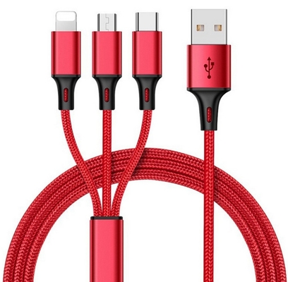 Cáp dữ liệu sạc USB 3 trong 1 2.4A Loại C Chức năng đa cổng OEM ODM
