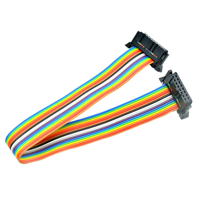 Cáp ruy băng phẳng 16 chân IDC tùy chỉnh với đầu nối dây AWG28 # 2.54mm