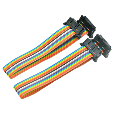 Cáp ruy băng phẳng 16 chân IDC tùy chỉnh với đầu nối dây AWG28 # 2.54mm