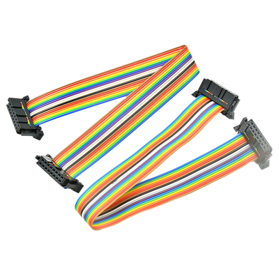 Cáp ruy băng phẳng 16 chân IDC tùy chỉnh với đầu nối dây AWG28 # 2.54mm