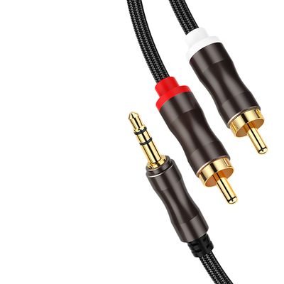 Cáp âm thanh video đầy màu sắc, cáp âm thanh nổi 2 Rca 3,5Mm kỹ thuật số đến nam cho xe hơi