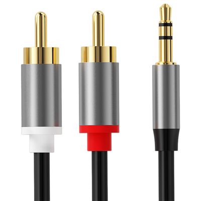 Cáp âm thanh video đầy màu sắc, cáp âm thanh nổi 2 Rca 3,5Mm kỹ thuật số đến nam cho xe hơi
