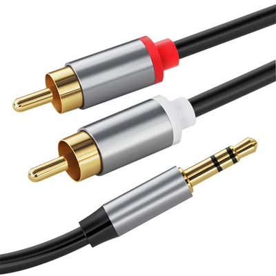 Cáp âm thanh video đầy màu sắc, cáp âm thanh nổi 2 Rca 3,5Mm kỹ thuật số đến nam cho xe hơi