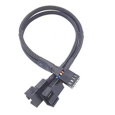 Bảo vệ Bylon 2.54mm Pitch 4 Pin dây thắt 30cm Chiều dài Màu đen cho quạt máy tính