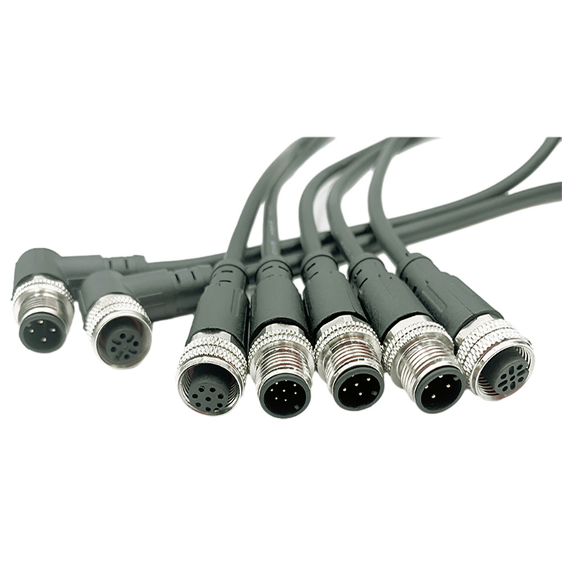 Cụm cáp chống nước M12 từ nam sang nữ với đầu nối 4 chân 8 chân