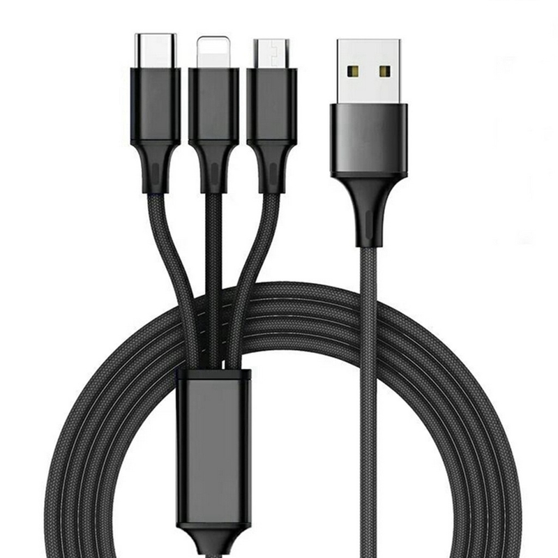 Cáp dữ liệu sạc USB 3 trong 1 2.4A Loại C Chức năng đa cổng OEM ODM
