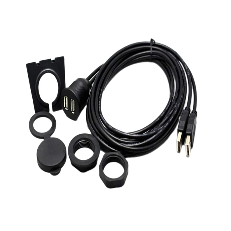 Cáp cổng USB kép USB2.0 chống nước 1 mét cho xe máy ô tô
